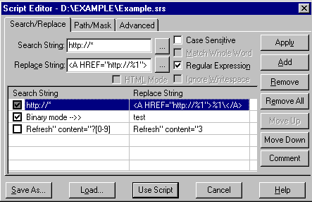 Funduc Search and Replace (grep) script editor