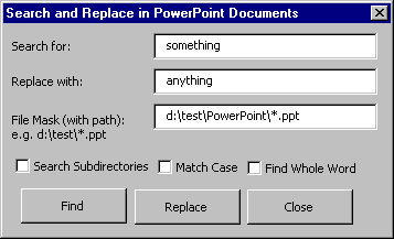 PowerPoint Search and Replace Screenshot